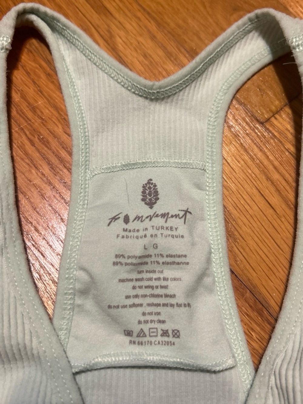 FP Movement Ribbed V‑Neck Racerback Bralette in Pale Green - Picture 3 of 3